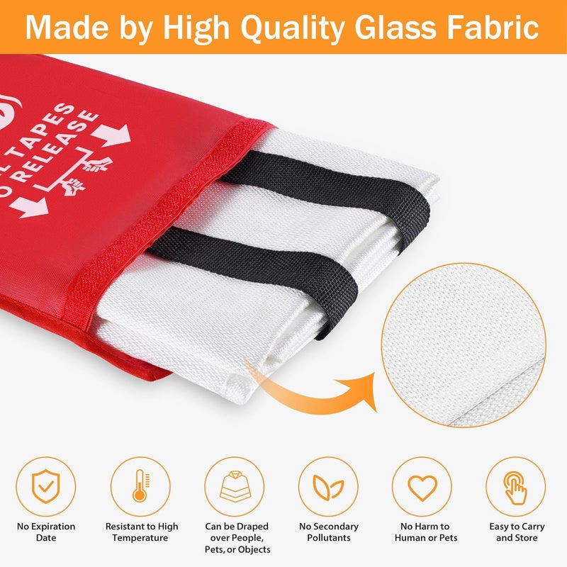 kanhiro Emergency Fire Blanket for Home Kitchen - Fiberglass Fire Suppression Blanket Great for School, Fireplace, Grill, Car, Office, Warehouse (1 Pack, 39 in X 39 in) - Image 5
